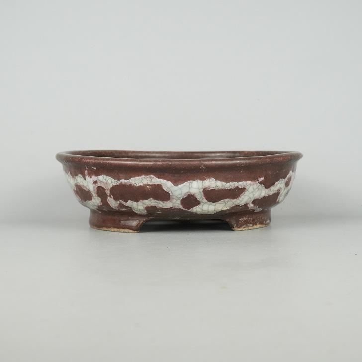 文山 楕円 盆栽鉢 中古】盆栽鉢 文山 越前文山 中型 長辺 約22cm