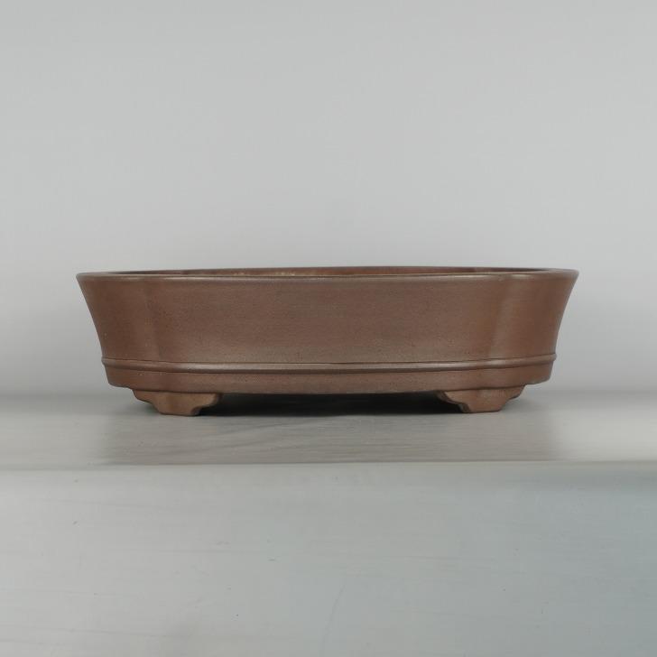 中古】 盆栽鉢 常滑 中野 裕士 大型 長辺 約 47cm 木瓜鉢 下帯 泥物