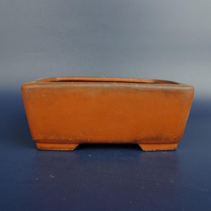 中古】盆栽鉢 春萌 小型 長辺 約10.7cm 長方鉢 泥物 現品 中古鉢 : は 