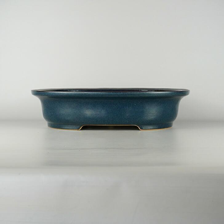 中古】 盆栽鉢 常滑 黎鳳造 大型 長辺 約48cm 楕円鉢 外縁 釉薬 中古】 盆栽鉢 常滑 黎鳳造 大型 長辺 約48cm 楕円鉢 外縁 釉薬