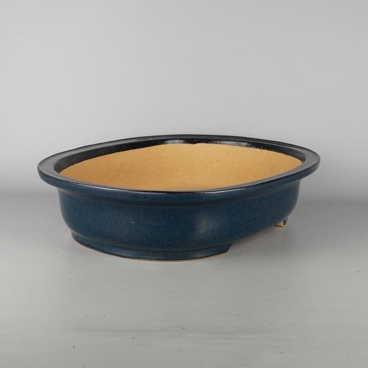 中古】 盆栽鉢 常滑 黎鳳造 大型 長辺 約48cm 楕円鉢 外縁 釉薬 中古】 盆栽鉢 常滑 黎鳳造 大型 長辺 約48cm 楕円鉢 外縁 釉薬