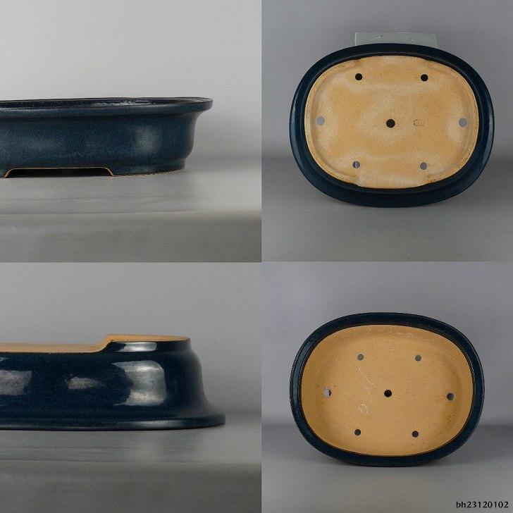 中古】 盆栽鉢 常滑 黎鳳造 大型 長辺 約48cm 楕円鉢 外縁 釉薬 中古】 盆栽鉢 常滑 黎鳳造 大型 長辺 約48cm 楕円鉢 外縁 釉薬
