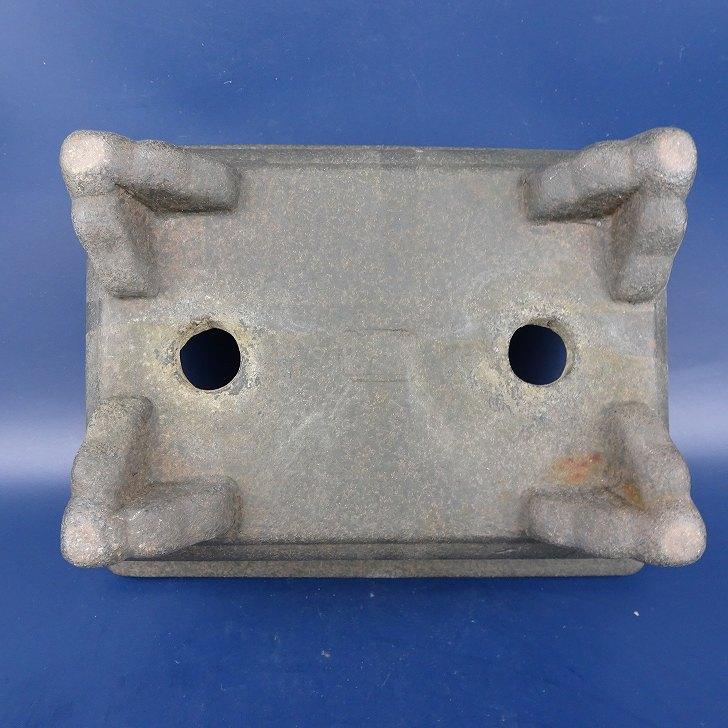 落款あり　盆栽鉢　長方 中古】盆栽鉢 落款あり 小型 長辺 約20.5cm 長方鉢 外縁 雲足 泥