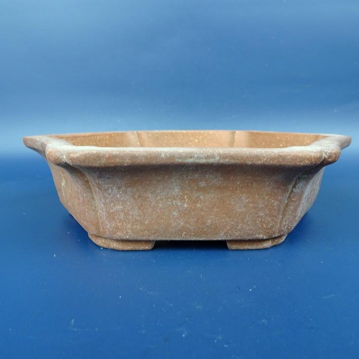 中古】盆栽鉢 建琴 小鉢 長辺 約7.8cm 正方鉢 段足 彫入 文字