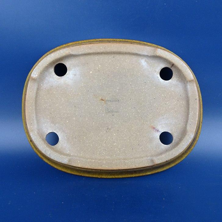 中古】盆栽鉢 常滑 一陶園 小型 長辺 約19.4cm 楕円鉢 外縁 釉薬 現品 