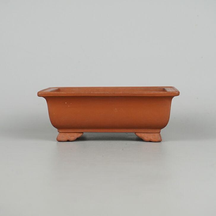 盆栽鉢　時代大きな水庄園長方鉢42x31x10cm窓付き雲足 中古】盆栽鉢 水庄園 小型 長辺 約 13.2cm 長方鉢 外縁 雲足 泥物 現品