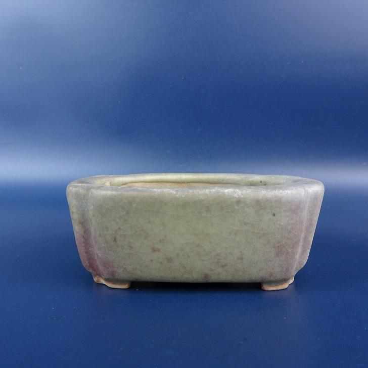 中古】盆栽鉢 町直 今岡町直 小鉢 長辺 約 9.4cm 長方鉢 隅入 釉薬 