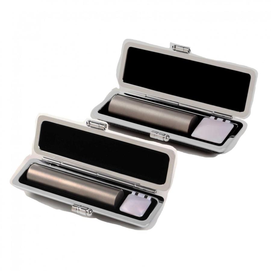 印鑑 チタン セット はんこ/個人印鑑/実印/銀行印セット スワロフスキー製アタリ付チタン 女性用 2本セット実印15.0mm銀行印12.0mm ベロアケース付/送料無料