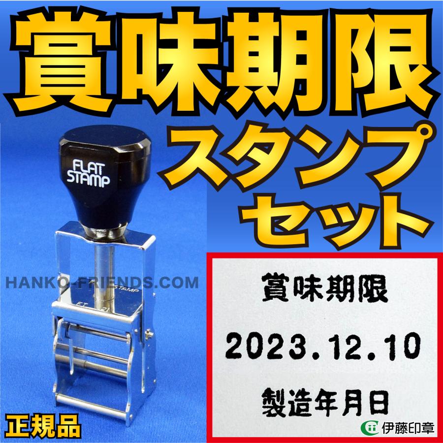 A)【業務用】賞味期限/製造年月日【2行】スタンプ＋インクセット(FT-21