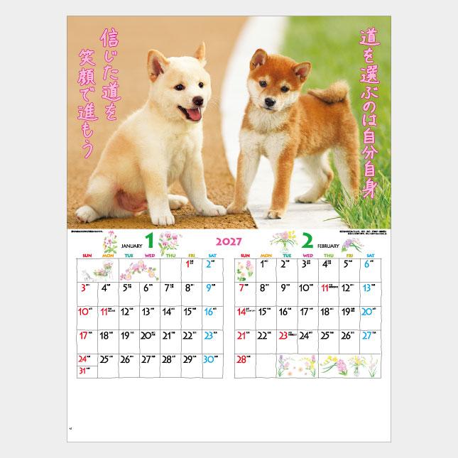 名入れカレンダー 2027壁掛けIC-202H こいぬのきもち 100冊 : はんこ