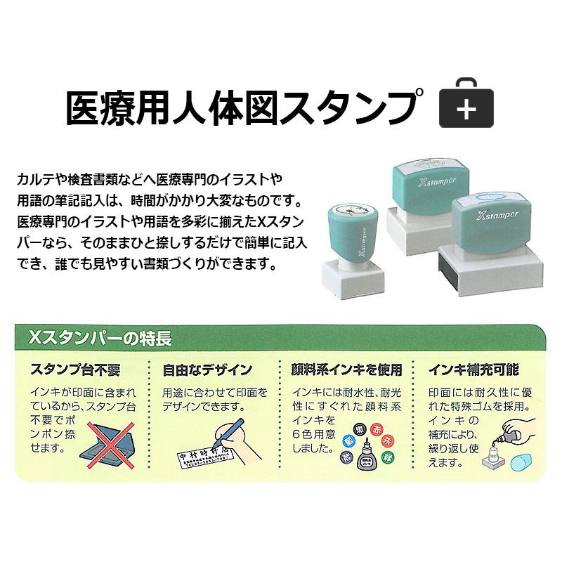 楽天最安値に挑戦 医療専門 検査 病院 医師 医者 先生 診断書 カルテ シヤチハタ スタンプ はんこ 医療 病院 看護師 ナース 整体師 印面サイズ 40 100mm 号 角型印 Xスタンパー 全身 女性背面 医療用人体図 印鑑 印章 スタンプ Helendoron Pe