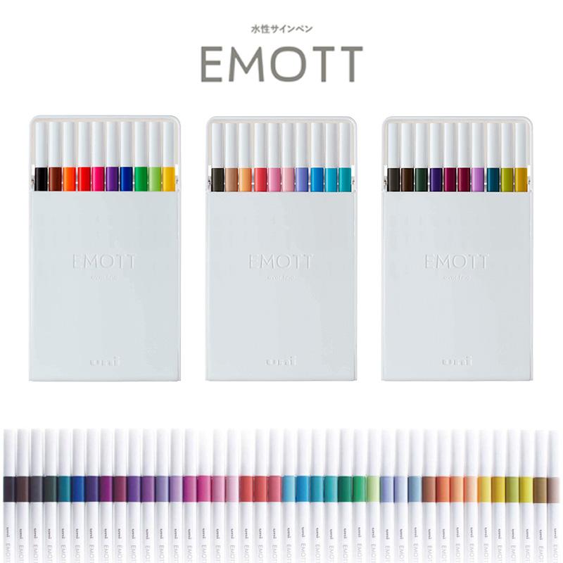 三菱鉛筆 水性サインペン EMOTT エモット 10色セット 3種類