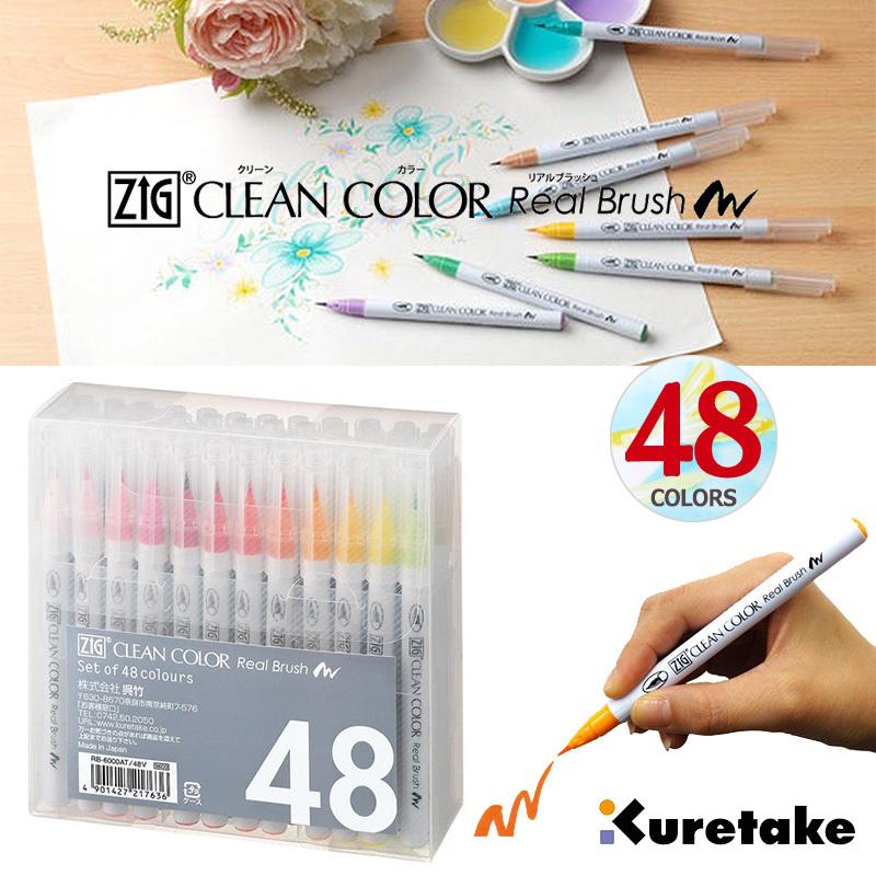 Kuretake 呉竹 ZIG クリーンカラーリアルブラッシュ 48色セット 筆ペン RB-6000AT/48V : rb-6000at48v :  印鑑と文具と雑貨のはんこキング - 通販 - Yahoo!ショッピング