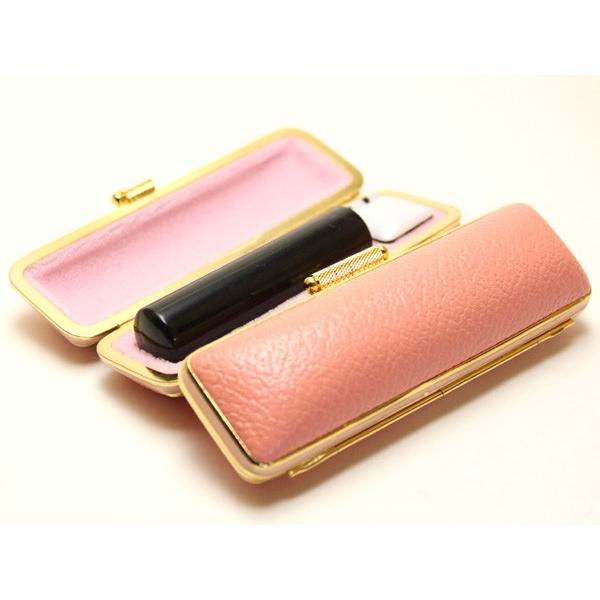 印鑑 実印 銀行印 認印 はんこ 天然黒水牛印鑑18.0mｍ×60ｍｍファンシーレザーサーモンケース付き