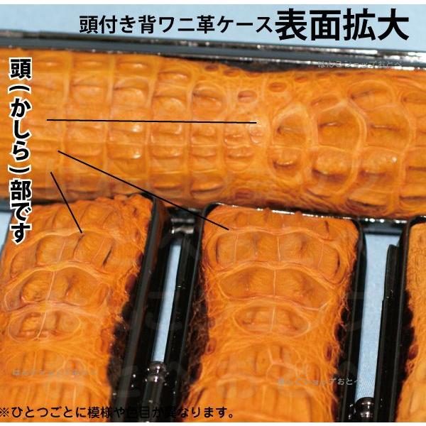 頭付き ワニ皮 印鑑ケースのみ 頭付縦背ワニ革 最高級 13.5〜15ミリ用 