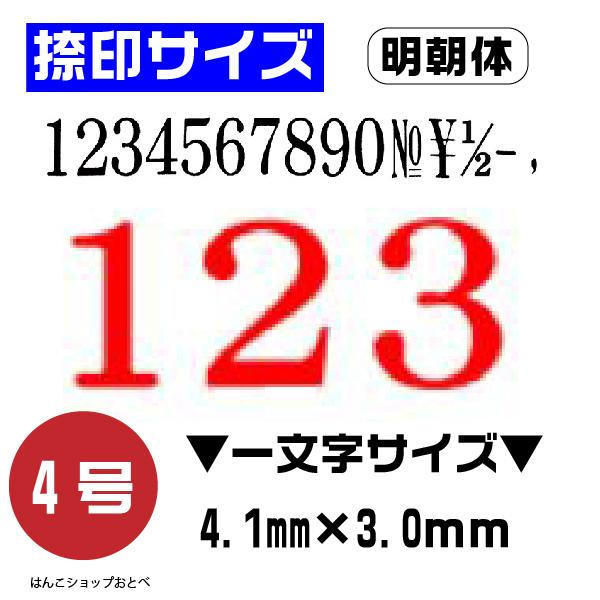 伊藤金属製作所 エンドレススタンプ 数字セット 『明朝体』4号・en-s4