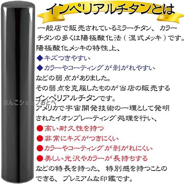 認印 インペリアルチタン ミラーブラック 10.5mm 印鑑ケース付 セット 個人用 認め きれい おしゃれ 高級 ギフト プレゼント スタンプ 受取 IP 鏡面の画像