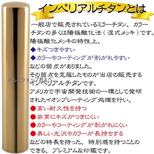 認印 インペリアルチタン ミラーゴールド 10.5mm 印鑑ケース付 セット 個人用 認め きれい おしゃれ 高級 ギフト プレゼント スタンプ 受取 IP 鏡面の画像