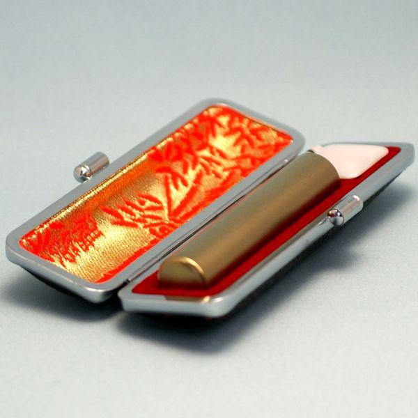 実印 チタン 印鑑ケース付 カラーチタン プレシャスゴールド 13.5mm ハンコ 印鑑 はんこ セット 作成 女性 名前 結婚 証明 注文