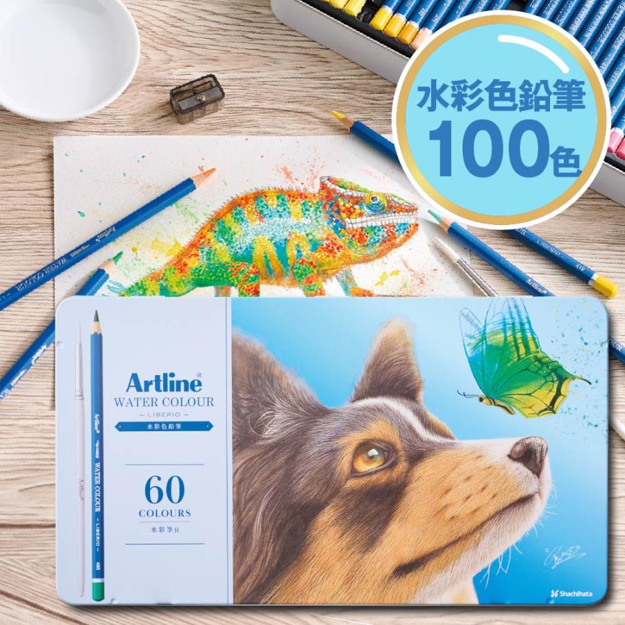 アートライン Artline 水彩色鉛筆 100色セット シヤチハタ 大人の塗り絵 塗り絵 美術 入学祝い プレゼント 画材 クリスマスプレゼント 入門セット 文房具 画材_1