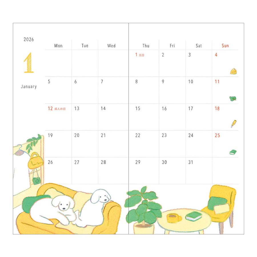 MIDORI（ミドリ） ポケットダイアリー 『スリム・イヌ柄・22361006