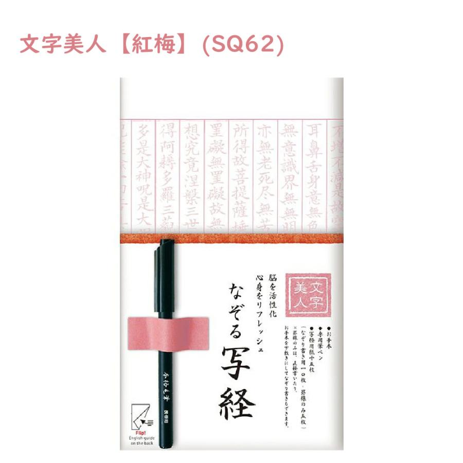 文字美人 なぞる写経セット 紙々 書道 習字 紅梅 若草 筆ペン 初心者
