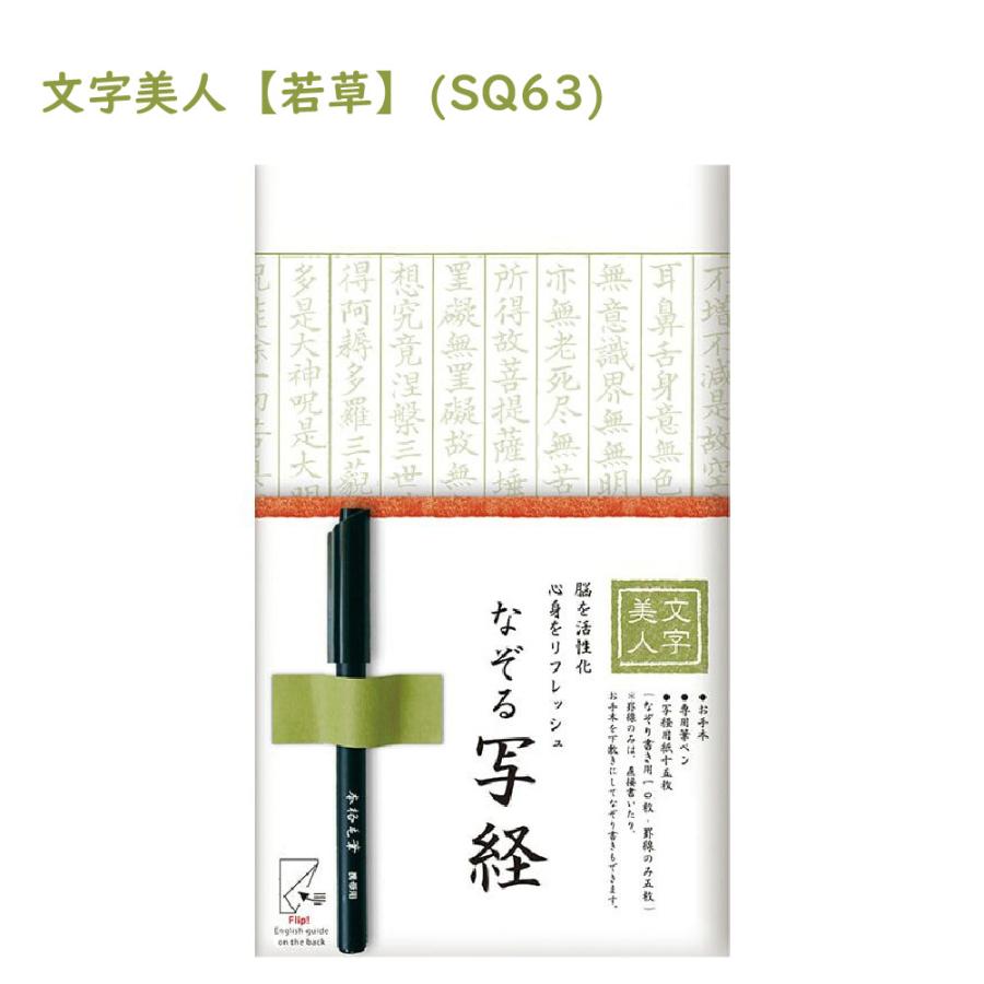 文字美人 なぞる写経セット 紙々 書道 習字 紅梅 若草 筆ペン 初心者