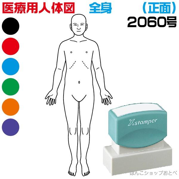 人体図 シャチハタ 医療用人体図 全身 正面 角型印 2060号 医療 スタンプ 『本州送料無料』 カルテ 病院 検査 はんこ 印鑑 ハンコ｜hanko-otobe