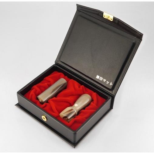 印鑑 はんこ  法人印鑑 2本セット オランダ水牛 ナチュラル 寸胴16.5mm 天丸18.0mm 会社設立 代表印 実印 銀行印 角印 印鑑作成｜はんこでハンコ