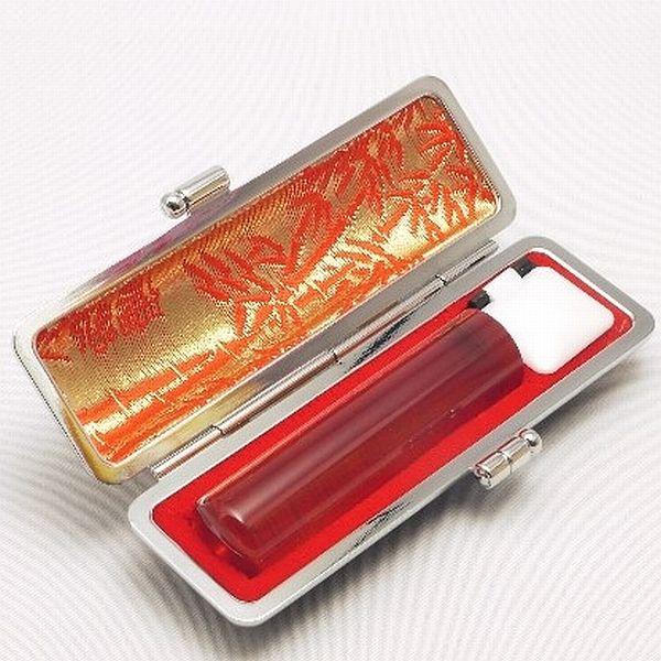 印鑑 はんこ 琥珀（琥珀樹脂） 12.0mm もみ皮ケース付 実印 銀行印
