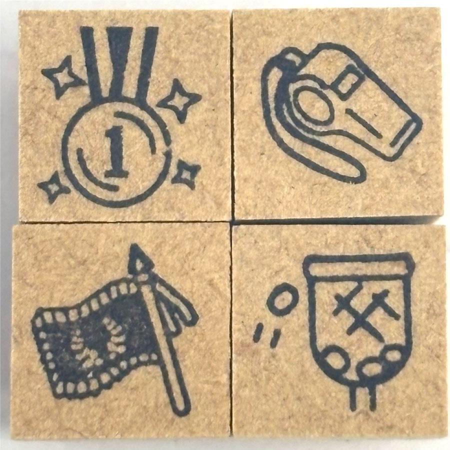 ころころスタンプ】体育・運動会 スタンプセット【10mm角 4個】赤白