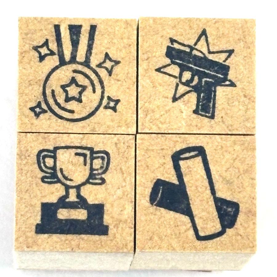 ころころスタンプ】体育・運動会 スタンプセット【10mm角 4個】赤白