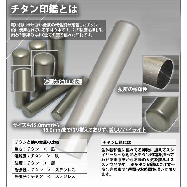 チタン印鑑 16.5mm もみ皮ケース付 折れない欠けない 高級感 就職祝 結婚祝い ギフト 一生ものの画像