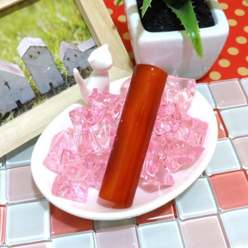 【パワーストーン印鑑】レッドアゲート 赤瑪瑙 赤メノウ 16.5mm×60mm 印鑑 はんこ ハンコ 実印/銀行印/認印 お祝い プレゼント 印鑑セット 送料無料の画像