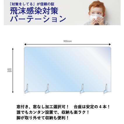 飛沫感染対策パーテーション 仕切り アクリル 窓なし 900x600mm 新型