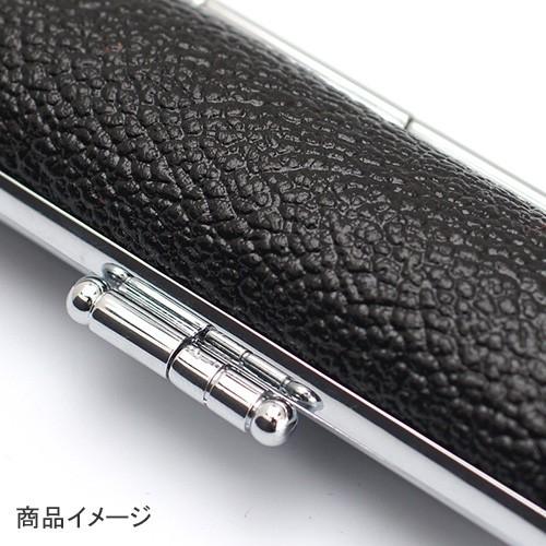 印鑑ケース 黒 (銀枠) 12.5-15.0mm（内張り朱竹） 朱肉付き はんこ