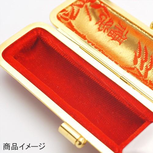 印鑑ケース (赤-金枠) 16.5-18.0mm（内張り朱竹） 朱肉付き はんこ