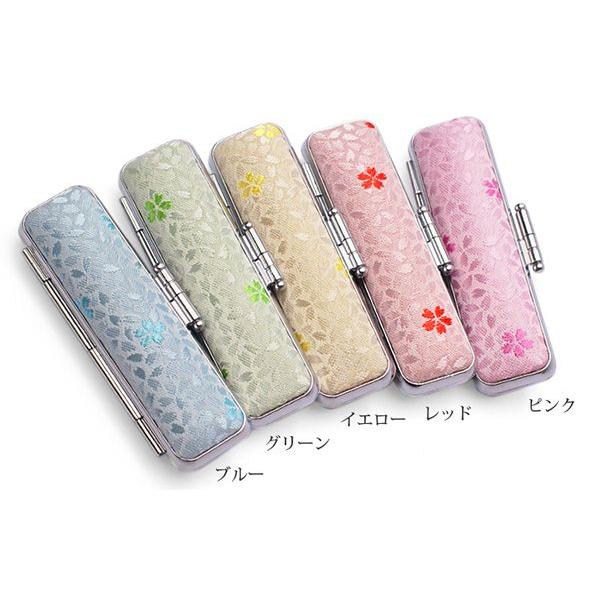 印鑑ケース 桜柄印鑑ケース 12.5-15.0mm用 朱肉付き はんこ
