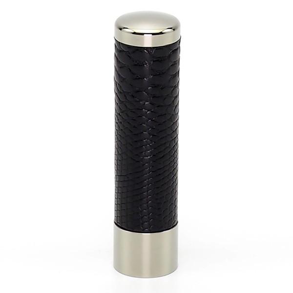 印鑑 はんこ チタン印鑑 銀行印 革張りリザードチタン（黒） 15mm 個人印鑑 ハンコ 判子 名前 送料無料