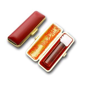 印鑑 はんこ 銀行印 琥珀樹脂 13.5mm 印鑑ケース(赤-金枠)付き 個人印鑑 ハンコ 判子 名前 送料無料