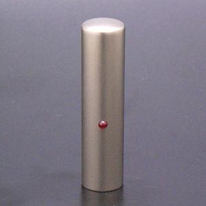 印鑑 はんこ チタン印鑑 ジュエルズチタンプラス ルビー 銀行印 15mm 黒印鑑ケース（ブラックメタル枠）付き 個人印鑑 ハンコ 判子 名前 送料無料