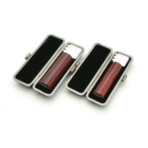 送料無料 印鑑 はんこ 実印 銀行印 MLセット 2本セット (実印：15.0mm 銀行印：15.0mm) アグニ 印鑑ケース（ブラックメタル枠）付き