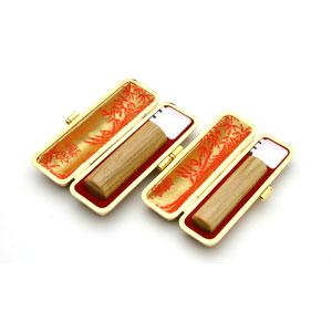 送料無料 印鑑 はんこ 実印 銀行印 LSセット 2本セット (実印：16.5mm 銀行印：12.0mm) 楓（KAEDE) 印鑑ケース（赤-金枠）付き