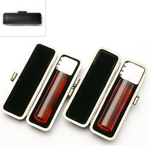 送料無料 印鑑 はんこ 実印 銀行印 XLセット 2本セット (実印：18.0mm 銀行印：15.0mm) 琥珀樹脂 印鑑ケース（ブラックメタル枠）付き