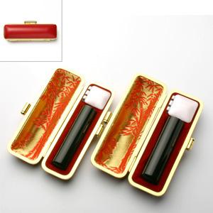 印鑑 はんこ 実印 銀行印 LLセット 2本セット (実印：16.5mm 銀行印：15mm) 黒水牛 印鑑ケース（赤-金枠）付き 個人用 ハンコ 判子 送料無料