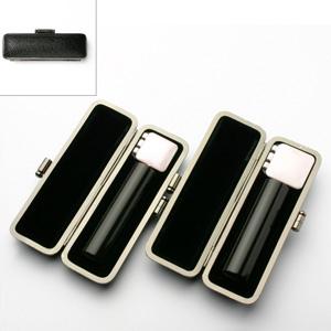 印鑑 はんこ 実印 銀行印 LSセット 2本セット (実印：16.5mm 銀行印：12mm) 黒水牛 印鑑ケース（ブラックメタル枠）付き 個人用 ハンコ 判子 送料無料