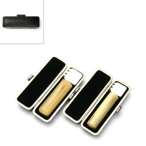 印鑑 はんこ 実印 銀行印 SSセット 2本セット (実印：13.5mm 銀行印：12mm) 牛角(淡色) 印鑑ケース（ブラックメタル枠）付き 個人用 ハンコ 判子 送料無料