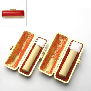 送料無料 印鑑 はんこ 実印 銀行印 XSセット 2本セット (実印：18.0mm 銀行印：12.0mm) 薩摩本柘 印鑑ケース（赤-金枠）付き