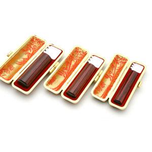 印鑑 はんこ 実印 銀行印 認め印 XLMセット 3本セット (実印：18mm 銀行印：15mm 認印：12mm) アグニ 印鑑ケース(赤-金枠)付き 送料無料