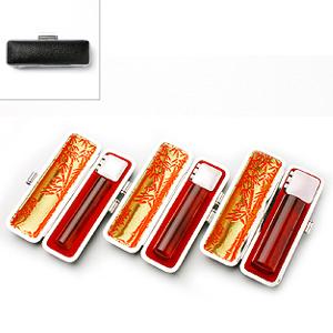 送料無料 印鑑 はんこ 実印 銀行印 認め印 MLSセット 3本セット (実印：15.0mm 銀行印：15.0mm 認印：10.5mm) 琥珀樹脂 印鑑ケース(銀枠)付き